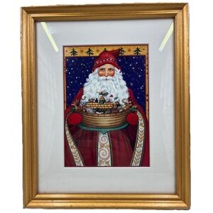 VTG Santa & Ark Christmas Framed Print By Riley Blake St. Nicholas, Kris Kringle